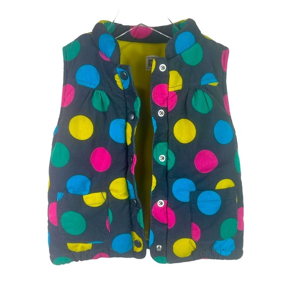 Carter's Multi-Colored Polka Dot Fleece Lined Corduroy Puffy Vest Girls' Size 4T - Picture 2 of 8